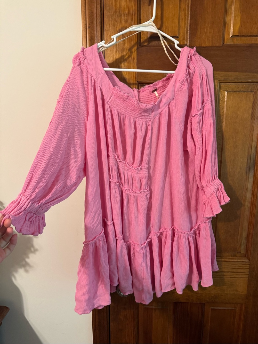 Free People Pink Tiered Peasant Dress